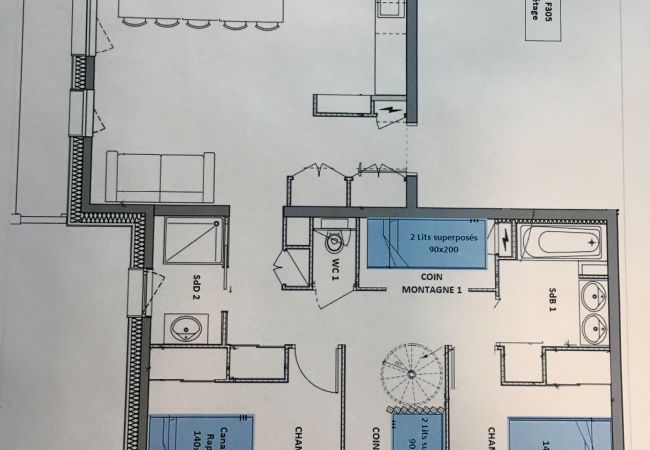 Appartement à Prapoutel - F305 - 90 m2 - 5P - 12 pers Appartement à Prapoutel - F305 - 90 m2 - 5P - 12 pers